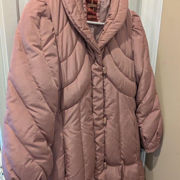 Vintage J.Gallery Duck Down 1980s Dusty Rose Long Puffer Winter Coat - Women's M - Picture 12 of 16
